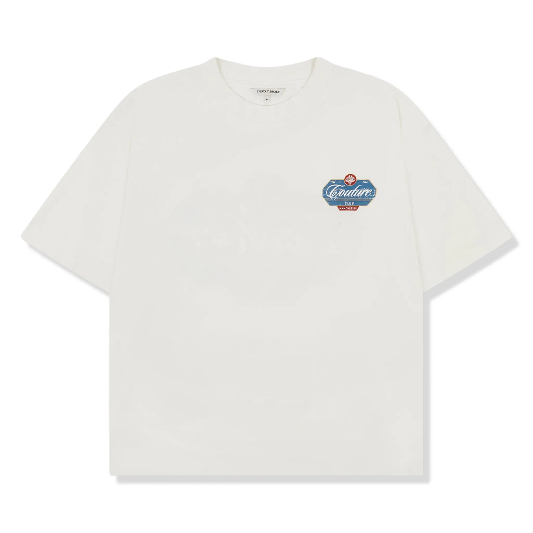 Front View of The Couture Club Vintage Script Graphic Off White T-Shirt